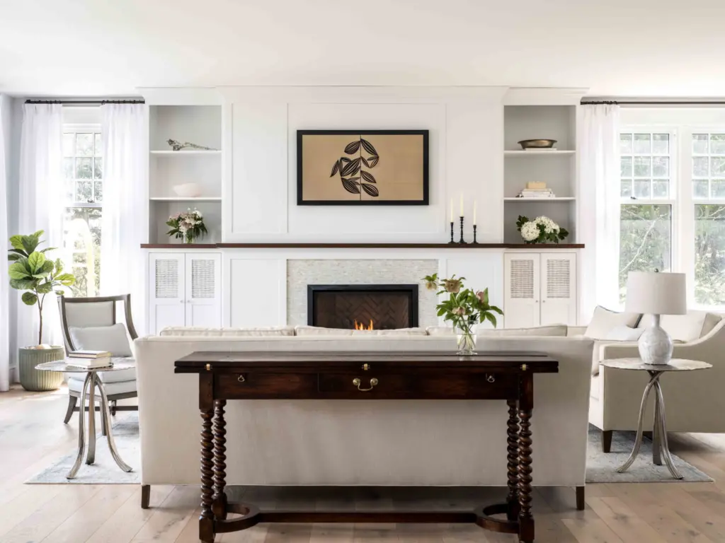 Neutral palette in this coastal Maine living room